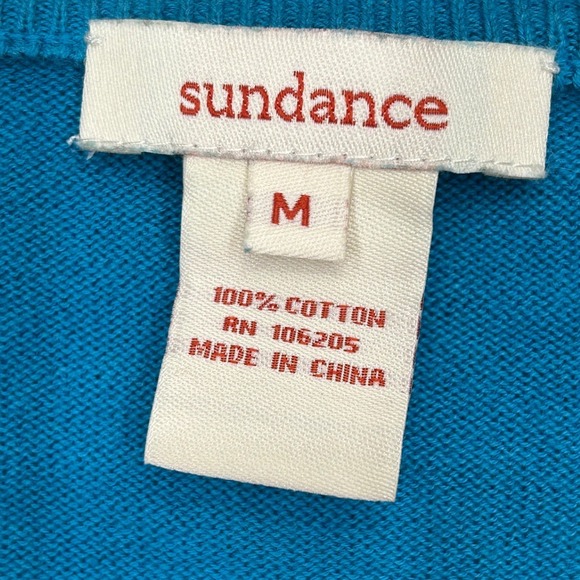 Pretty Blue Sundance Button Up Cardigan Embroidered Floral Front Women's Medium - Picture 4 of 6